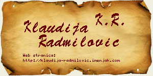 Klaudija Radmilović vizit kartica